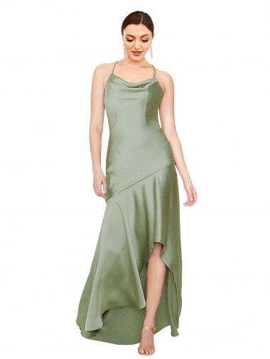 Cheap Silky Satin Prom Dress with Bias Cut Skirt
