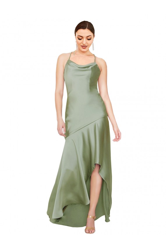 Cheap Silky Satin Prom Dress with Bias Cut Skirt