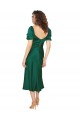 Cheap Ruched Sleeve Silky Satin Prom Dress