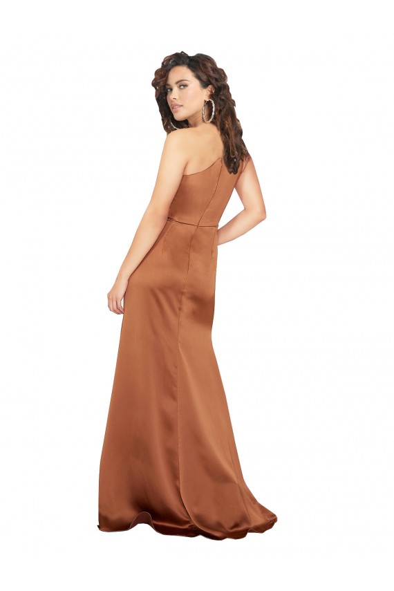 Cheap One Shoulder Silky Satin Prom Dress