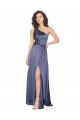 Cheap Draped Silky Satin Prom Dress with Tied Waist