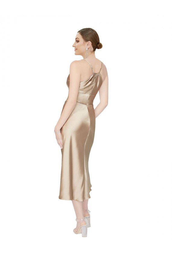 Cheap Empire Waist Silky Satin Midi Length Cocktail Dress / Prom Dress