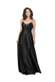 Cheap Full Length V-Neckline Silky Satin Prom Dress with Full Skirt