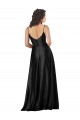 Cheap Full Length V-Neckline Silky Satin Prom Dress with Full Skirt
