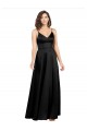 Cheap Silky Satin Floor-Length Long Prom Dress with V-Neckline