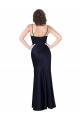 Cheap Draped Cowl Neck Silky Satin Prom Dress with Skirt Slit