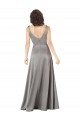 Cheap Plunging V-Neckline Long A-Line Silky Satin Prom Dress