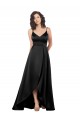 Cheap High Low V-Neckline Silky Satin Tulip Prom Dress with Wrap Skirt
