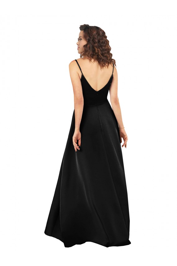 Cheap High Low V-Neckline Silky Satin Tulip Prom Dress with Wrap Skirt