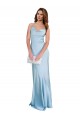 Cheap Open Back with Ties Cowl Neck Sheath Silky Satin Long Bridessmaid Dress
