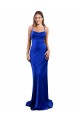Cheap Open Back Cowl Neck Long Silky Satin Prom Dress
