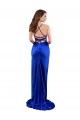 Cheap Open Back Cowl Neck Long Silky Satin Prom Dress