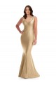 Cheap Shirred Shoulder Silky Satin Mermaid Prom Dress