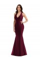 Cheap Plunge Neckline Cutout Low Back Silky Satin Mermaid Prom Dress