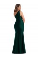 Cheap Cascading Bow One Shoulder Silky Satin Mermaid Prom Dress with Front Slit