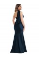 Cheap Scarf Neck One Shoulder Silky Satin Mermaid Prom Dress with Front Slit