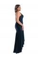 Cheap Pleated Wrap Ruffled High Low Silky Satin Prom Dress