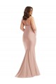 Cheap Criss Cross Halter Open Back Silky Satin Mermaid Prom Dress