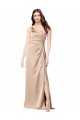 Cheap Silky Satin Prom Dress with Draped Surplice Bodice