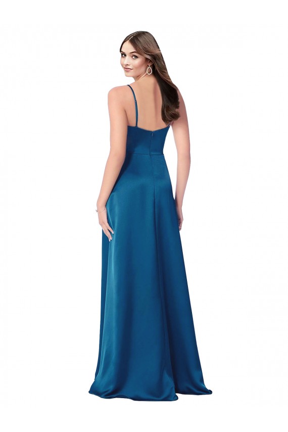 Cheap Cowl Neck Salky Satin Prom Dress