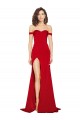 Cheap Off the Shoulder Sweetheart Bustier Style Silky Satin Prom Dress with Side Split
