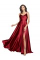 Cheap Cowl Neckline Long Silky Satin Prom Dress with Spaghetti Straps