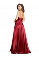 Cheap Cowl Neckline Long Silky Satin Prom Dress with Spaghetti Straps