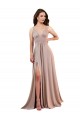 Cheap Long A-Line Plunge V-Neckline Spandex Prom Dress with Slit