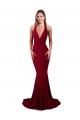 Cheap Halter Mermaid Plunge V-Neckline Open Back Bow Tie Spandex Prom Dress