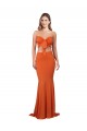 Cheap Strapless Bandeau Bodice Long Spandex Prom Dress