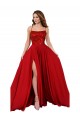 Cheap Lace Over Bodice Long Spandex Prom Dress with Slit