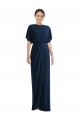 Cheap Open Back Short Sleeves Draped Tulip Skirt Maxi Spandex Prom Dress