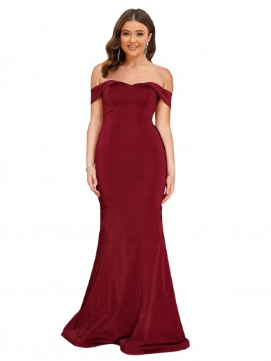 Cheap Off Shoulder Sleeves Sweetheart Neckline Long Spandex Prom Dress