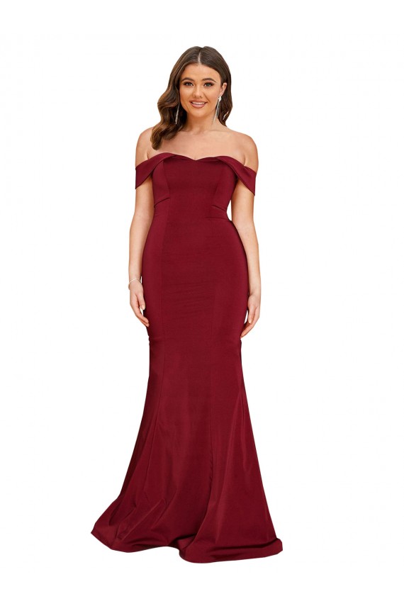 Cheap Off Shoulder Sleeves Sweetheart Neckline Long Spandex Prom Dress
