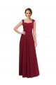 Cheap Square Neck Subtle Cap Sleeeves Crepe Prom Dress