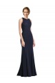 Cheap High Neck Sheath Long Crepe Prom Dress