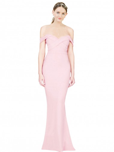 Cheap Full Length Off the Shoulder Prom Dress with Twist Front