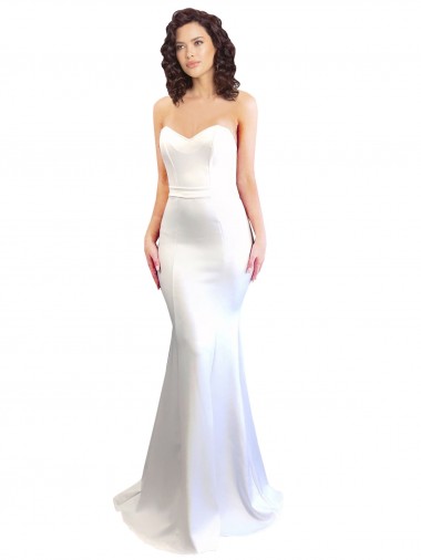 Cheap Sweetheart Strapless High Neck Long Crepe Prom Dress