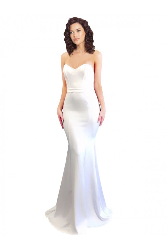 Cheap Sweetheart Strapless High Neck Long Crepe Prom Dress