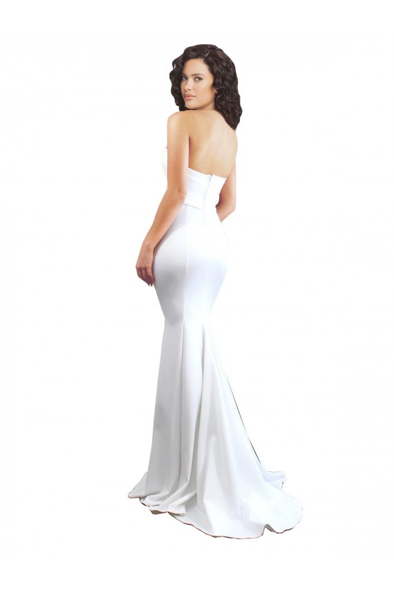Cheap Sweetheart Strapless High Neck Long Crepe Prom Dress