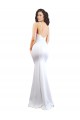 Cheap Fishtail Shape Spaghetti Straps Open Back Crepe Prom Dress with Ruffles