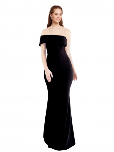 Cheap Asymmetrical Draped Off the Shoulder Banded Crepe Prom Dress