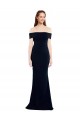 Cheap Off the Shoulder Fitted Crepe Prom Dress with Back Cut Out