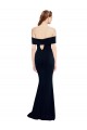 Cheap Off the Shoulder Fitted Crepe Prom Dress with Back Cut Out