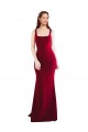 Cheap Square Neckline and Backline Fitted Crepe Prom Dress