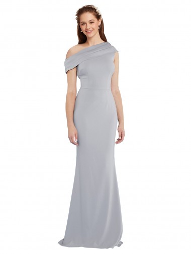 Cheap Off the Shoulder Asymmetrical Mermaid Crepe Prom Dress