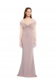 Cheap Knotted Off the Shoulder Crepe Prom Dress with Cut-Out Back