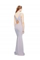 Cheap Cut-Out Back V-Neckline Mermaid Crepe Prom Dress Keyhole Back