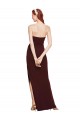 Cheap Twisted Strapless Keyhole Long Crepe Prom Dress with Slit