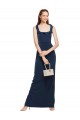 Cheap Scoop Neck with Ruffles Long Crepe Prom Dress with Back Slit